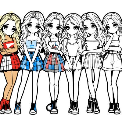 a group of girls realistic