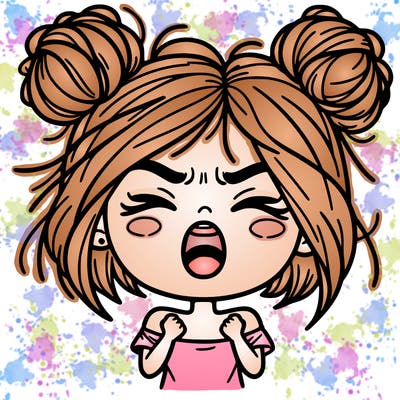 passionate girl with her hair is two messy bun