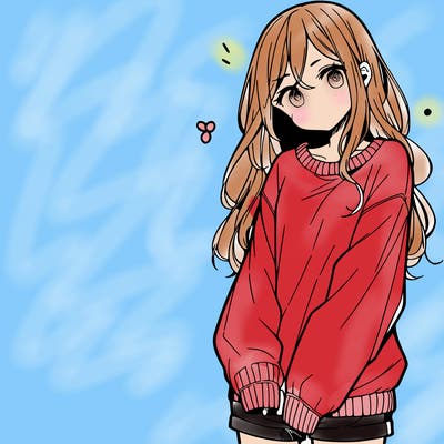 manga teen girl  in a sweater and baggy pants
