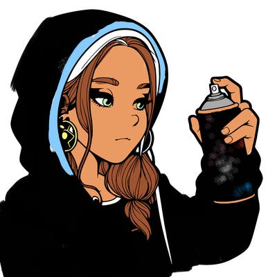 a realistic girl, spray painting