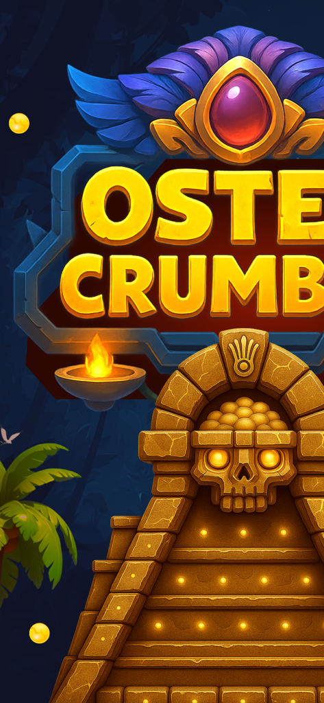 Ostec Crumble - Ostec Crumble game title screen showing a stone temple with a skull and a jungle background