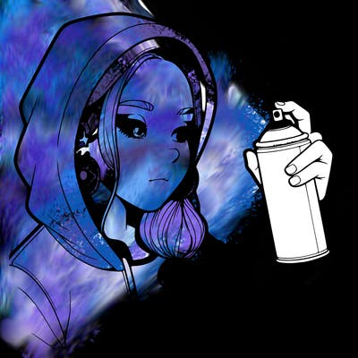 a realistic girl, spray painting