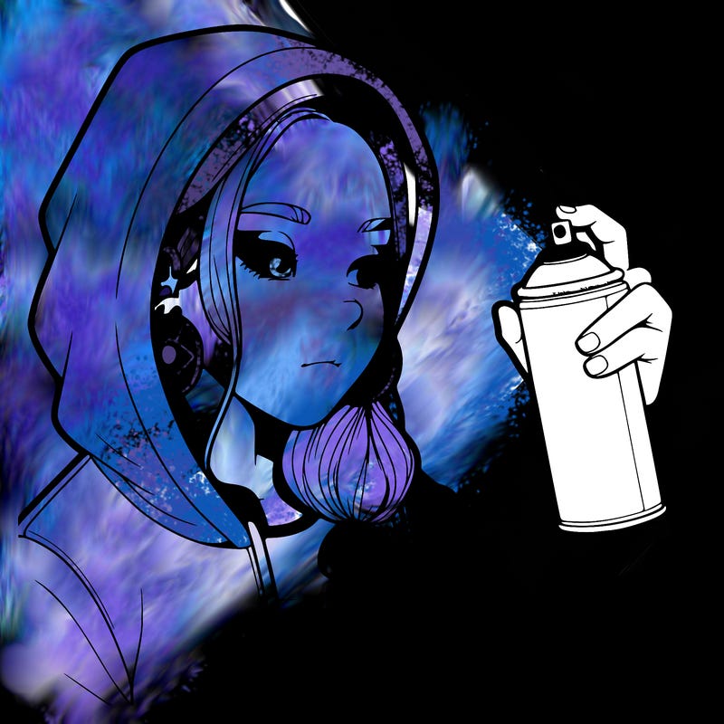 a realistic girl, spray painting