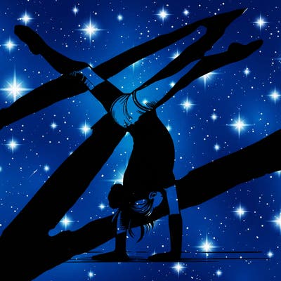 realistic gymnastic hand stand girl in four splits