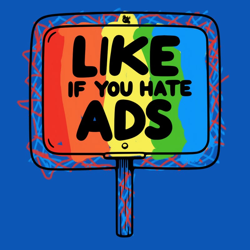 a sign that says like if you hate ads