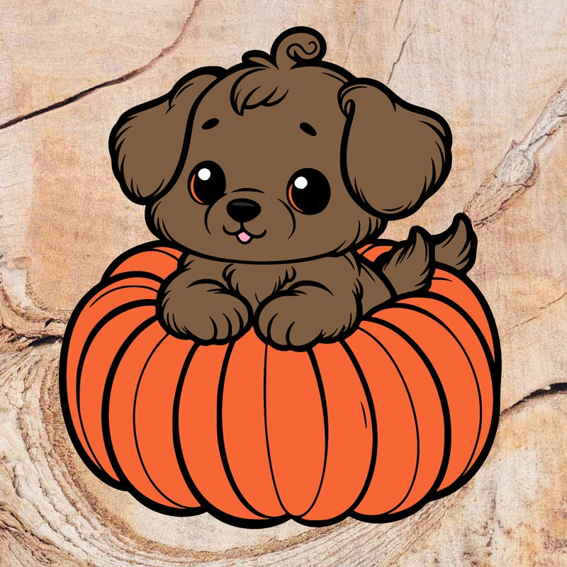 cute little puppy in a pumpkin