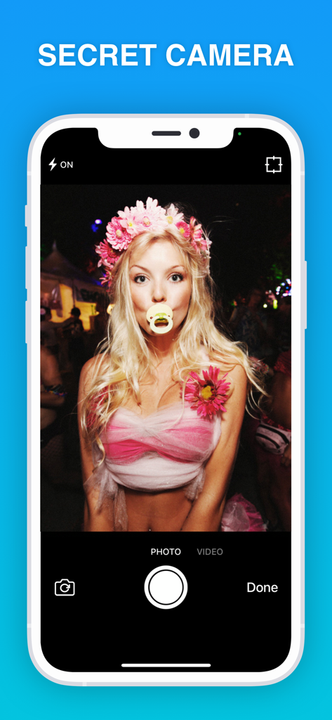 Safe Lock app secret camera interface displaying a private photo capture feature