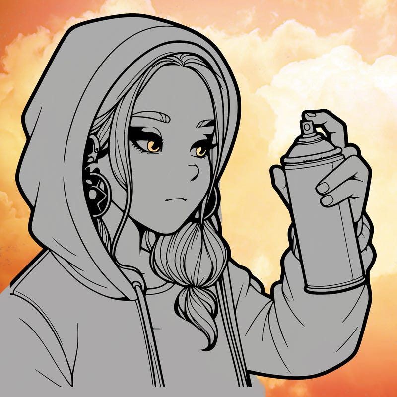 a realistic girl, spray painting