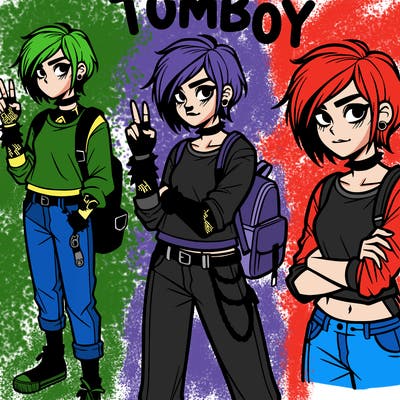 cool,hot college tomboy punk girl