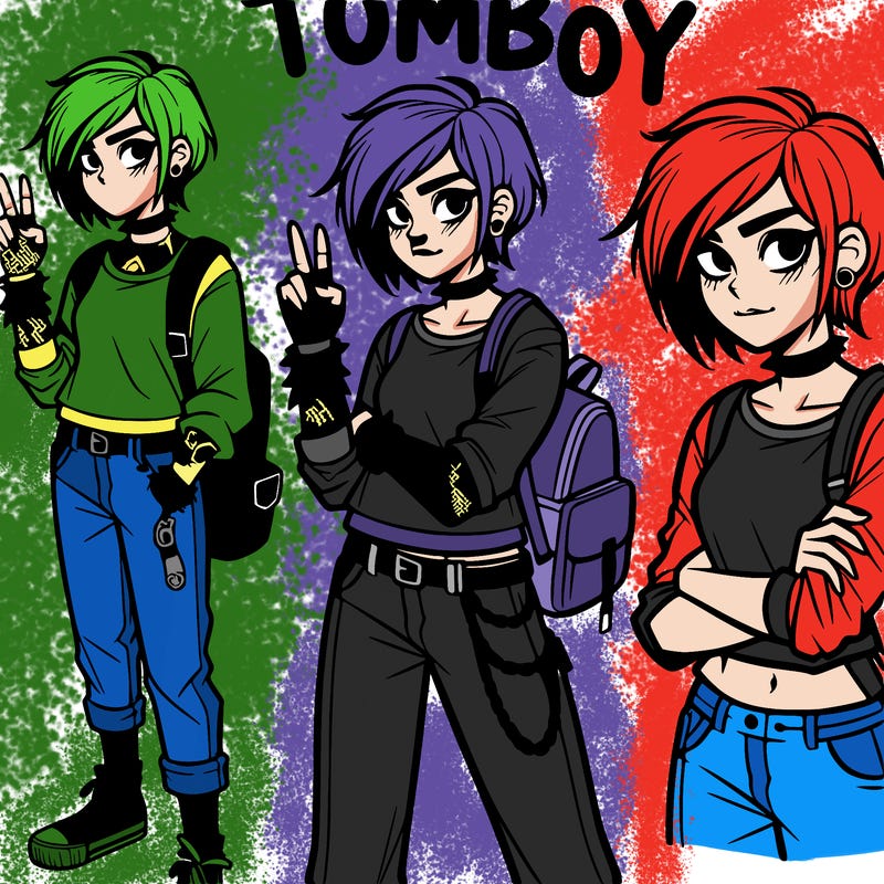 cool,hot college tomboy punk girl