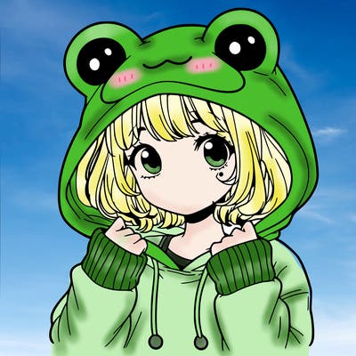 a cute teenage girl wearing a frog hoodie