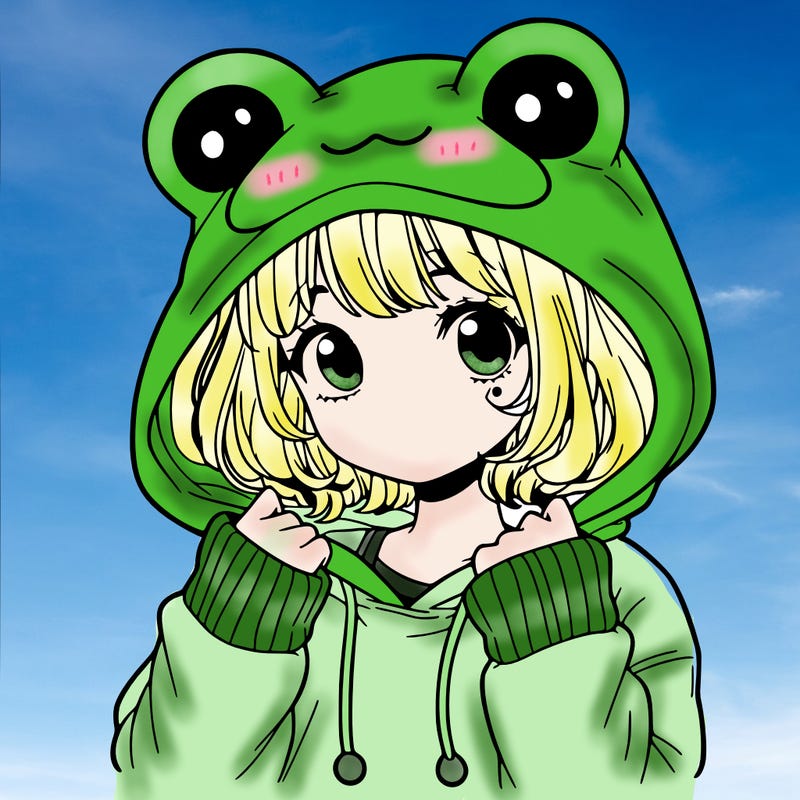 a cute teenage girl wearing a frog hoodie