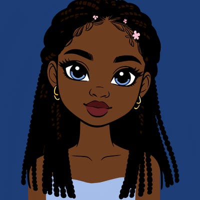 a realistic black girl with braids