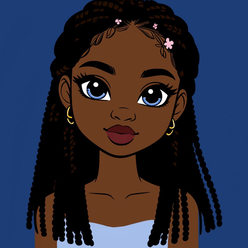a realistic black girl with braids