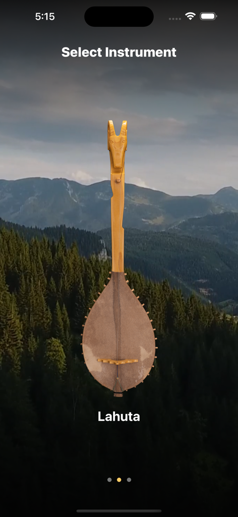 Tingalin (Çifteli and Lahuta) - Interface of the Tingalin app for selecting the Lahuta instrument