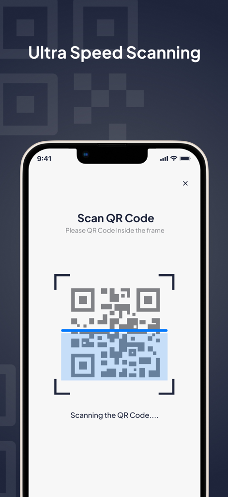 Ultra speed QR code scanning interface on an iPhone