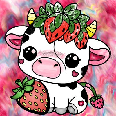 cute strawberry cow