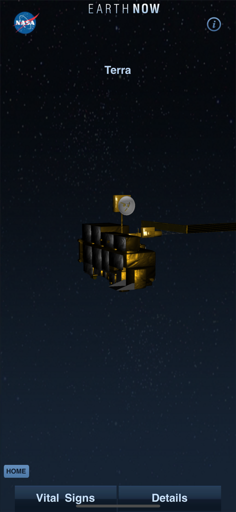 Um modelo 3D do satélite Terra dentro do aplicativo móvel NASA Earth Now