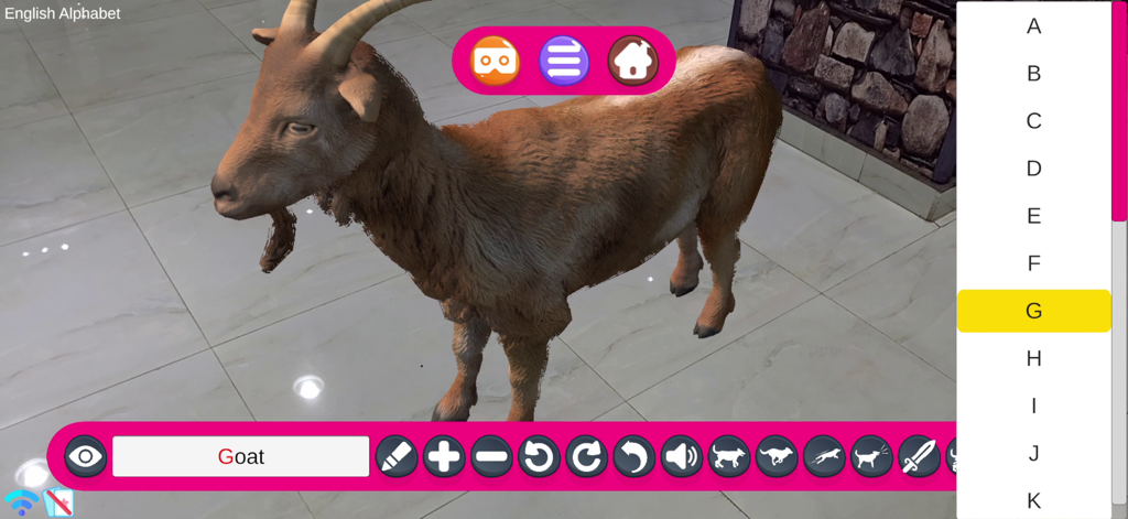 AR Kid's Kit 4D - 3D-Ziegenmodell in erweiterter Realität aus der AR Kid's Bildungs-App.