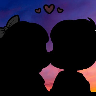 boy and girl kissing