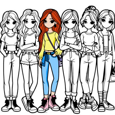 a group of teenage girls in a line