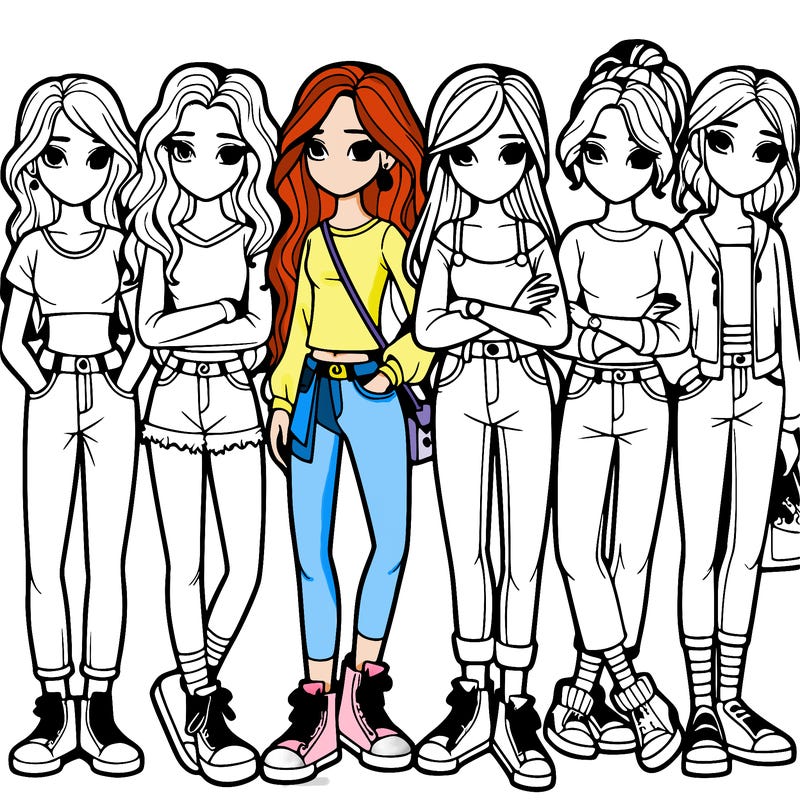 a group of teenage girls in a line