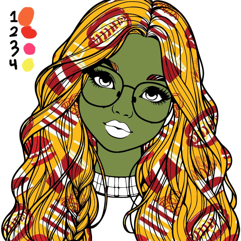 girl with long hair and freckles and glasses realistic