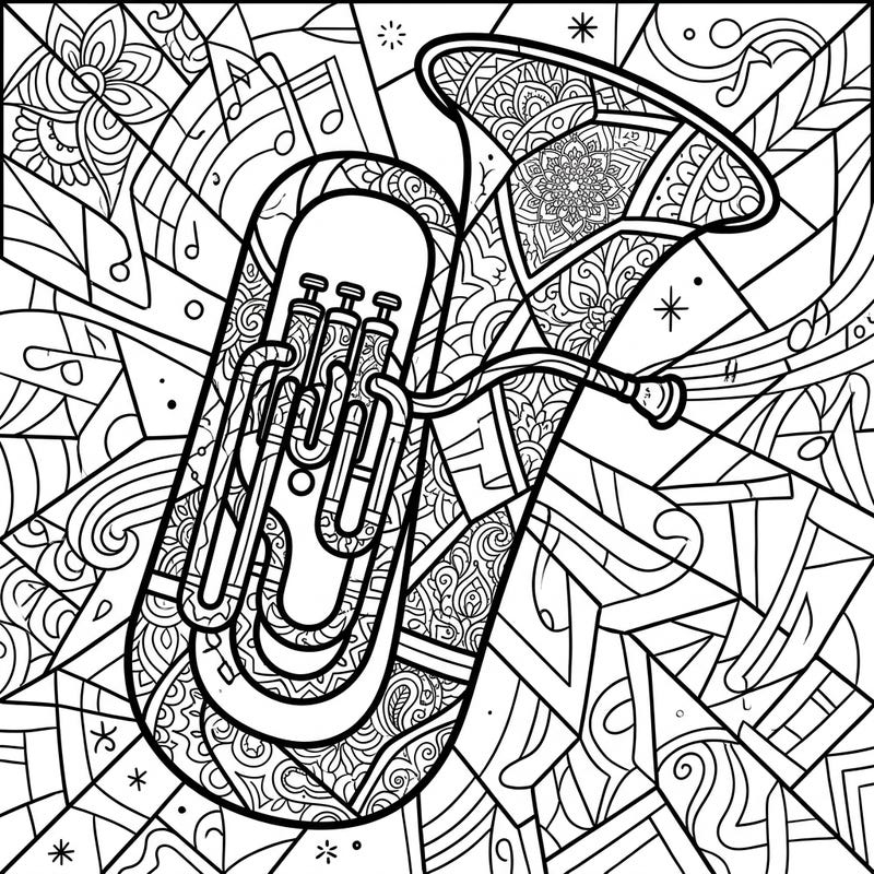 Unleash your artistic talent with this magnificent Tuba Stained Glass coloring page, specifically designed to engage teens. Its complex patterns and bold lines promise hours of intricate and satisfying creative expression.