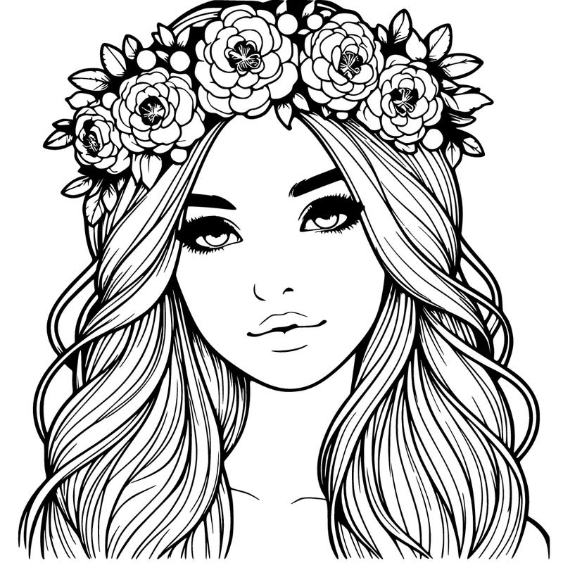 realistic girl with flower crown