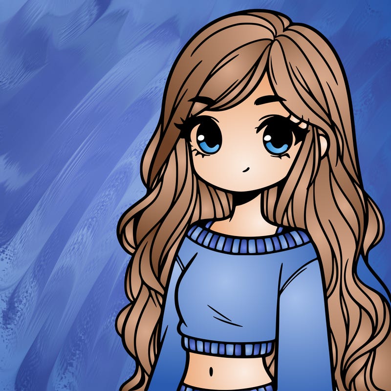 girl with long hair and a crop top with a sweater