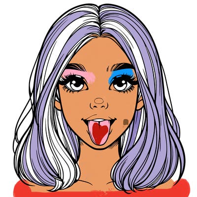 realistic girl with her tongue out