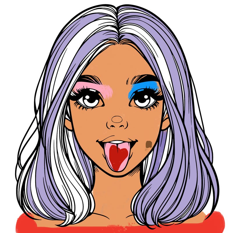 realistic girl with her tongue out