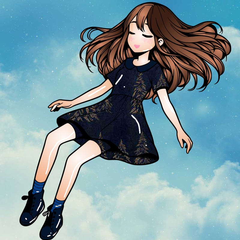 realistic girl floating
