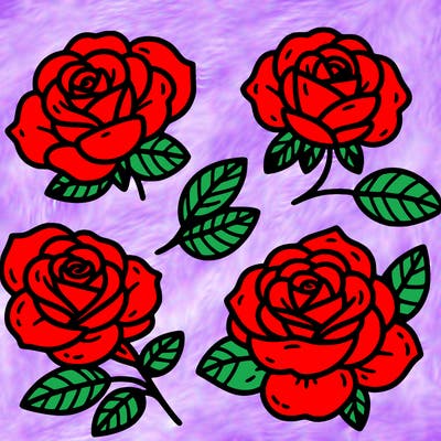 cute four pieces roses