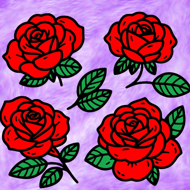 cute four pieces roses