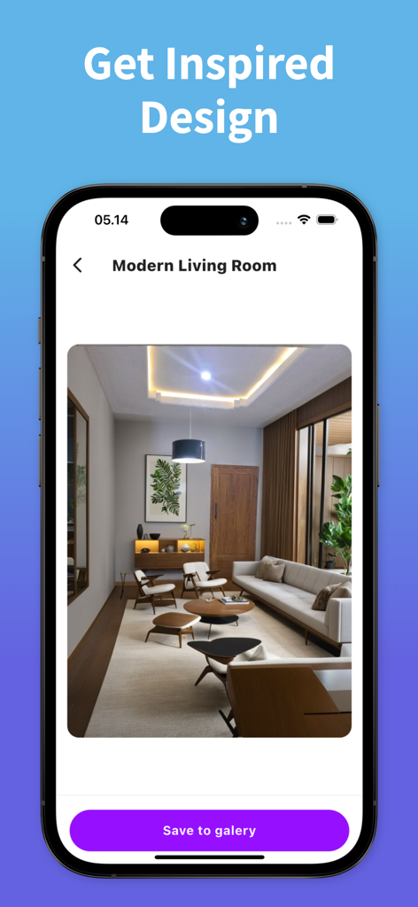 AI generated modern living room design in the Ai Home Design app