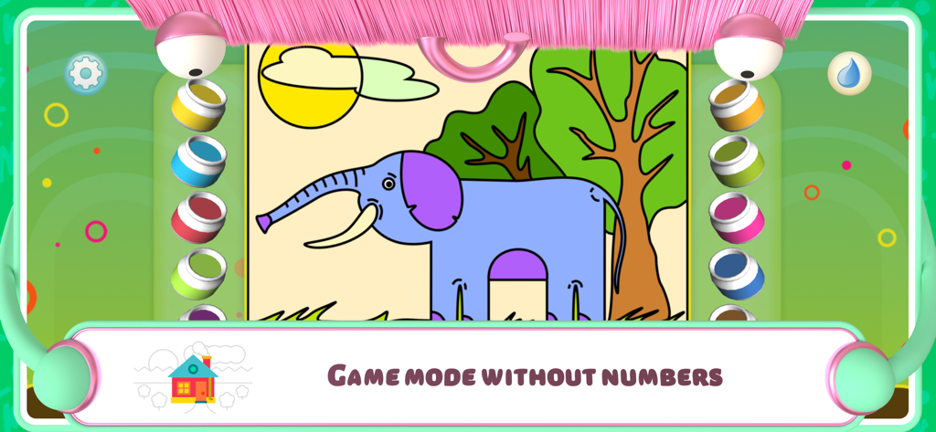 Color by Numbers - Animals + - Elephant coloring page in a free play game mode without numbers for kids
