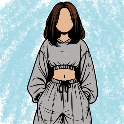 realistic girl faceless with baggy pants and a crop top