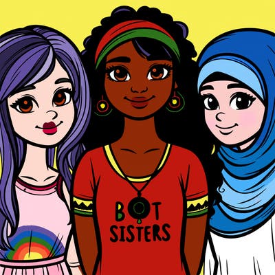 three sisters with a best sisters necklace