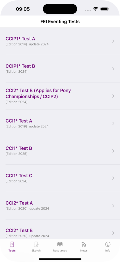 FEI EquiTests 2 - Eventing - A list of official FEI eventing dressage tests categorized by competition level