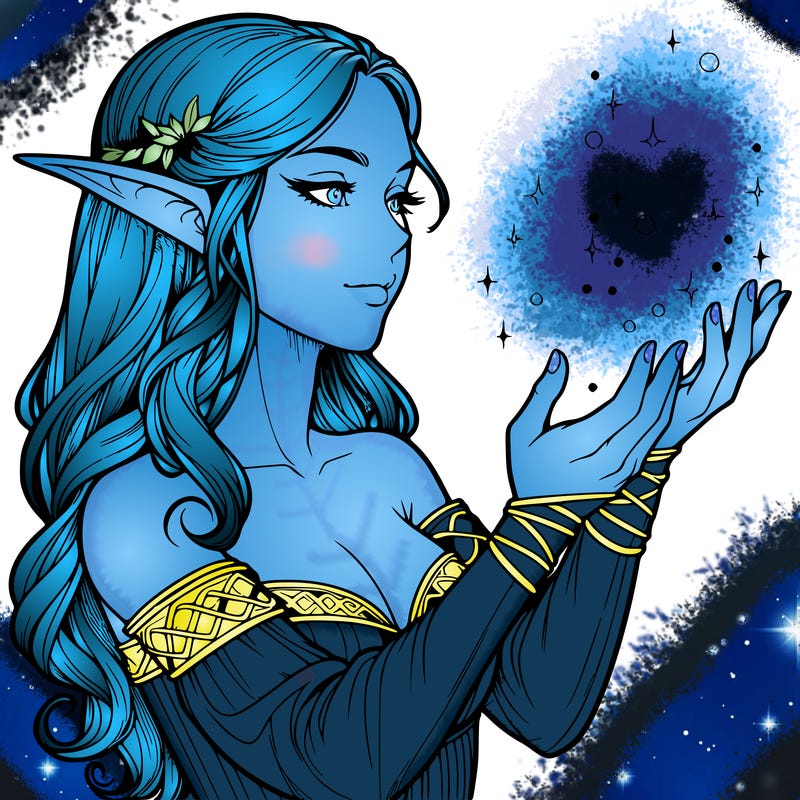 realistic elf girl doing magic
