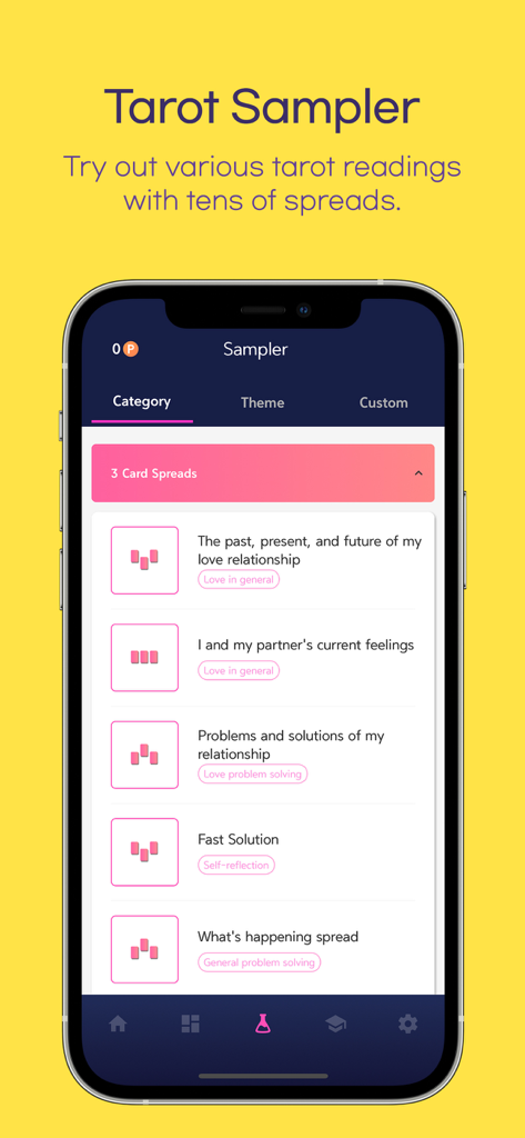 Answer Me Tarot Card Reading - Uma lista de várias tiragens de cartas de tarot para amor e reflexão pessoal.