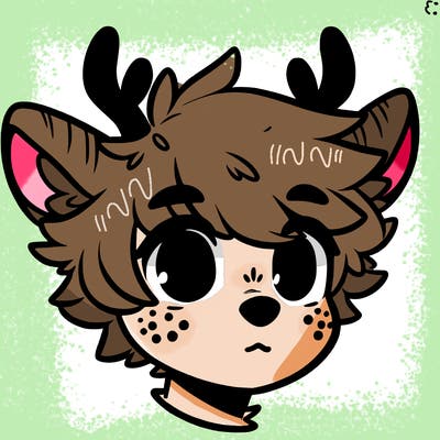 a humanoid deer with soft fluffy ears