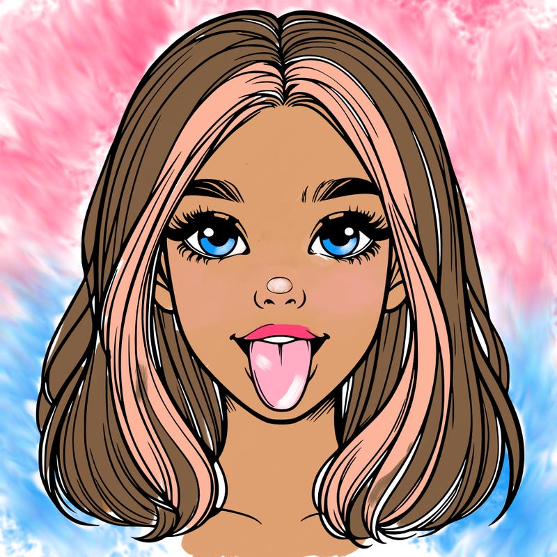 realistic girl with her tongue out