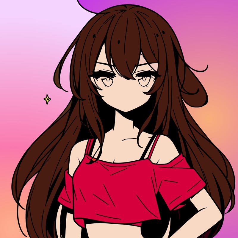 a cool anime girl with a crop top with long hair