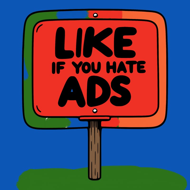 a sign that says like if you hate ads