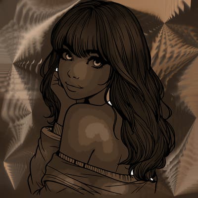 realistic girl with bangs looking over her shoulder