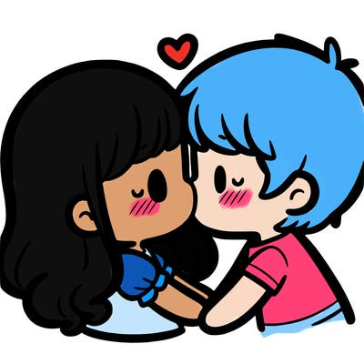 a girl and a boy kissing