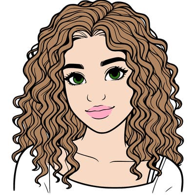 realistic, teenage girl with curly hair