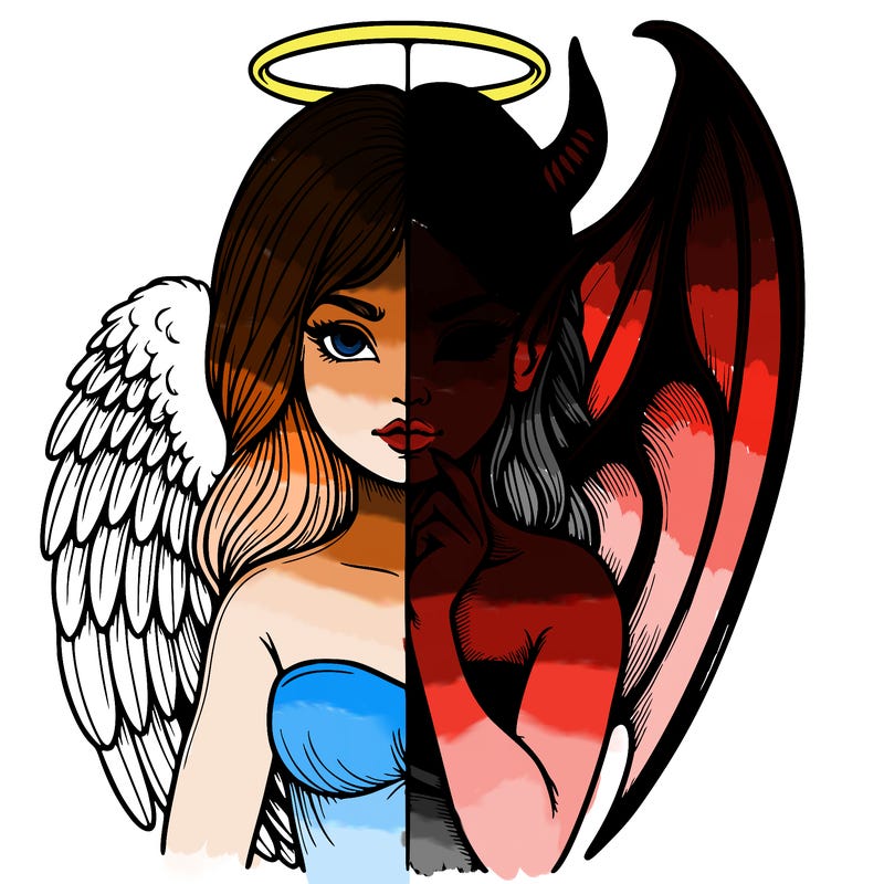 realistic angel half demon